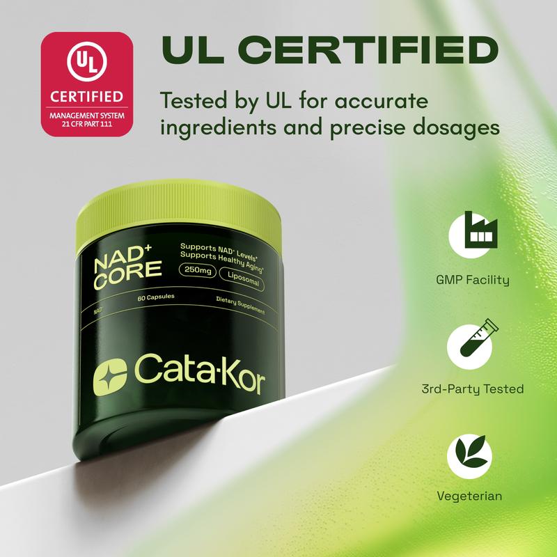 Cata-Kor NAD+ Core - NAD Supplement for Skin Aging Support, Energy, and Focus