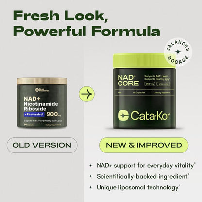 Cata-Kor NAD+ Core - NAD Supplement for Skin Aging Support, Energy, and Focus