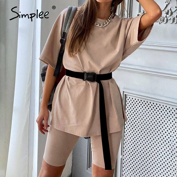 Simplee Casual solid outfits women's two piece suit