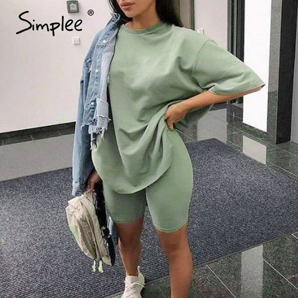 Simplee Casual solid outfits women's two piece suit