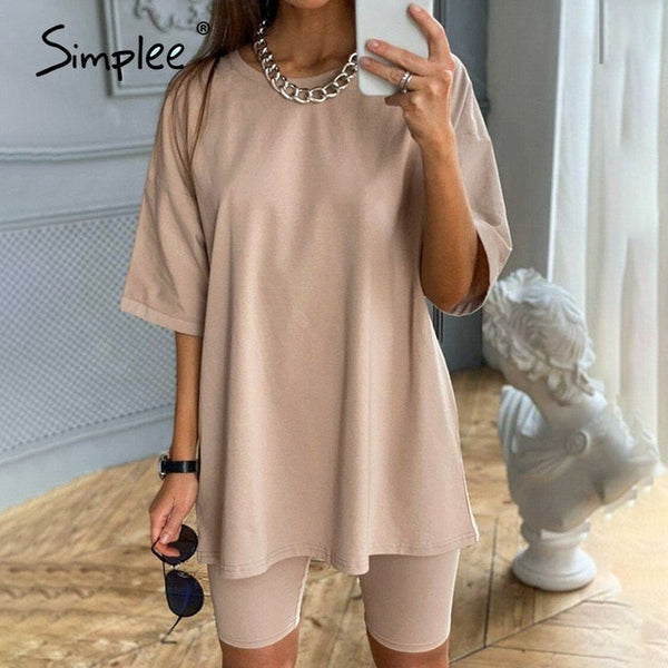 Simplee Casual solid outfits women's two piece suit