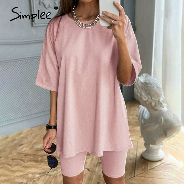 Simplee Casual solid outfits women's two piece suit