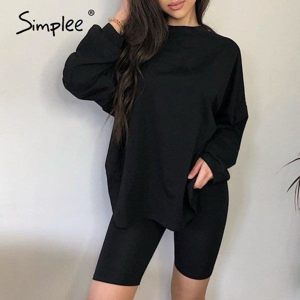 Simplee Casual solid outfits women's two piece suit