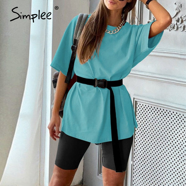 Simplee Casual solid outfits women's two piece suit